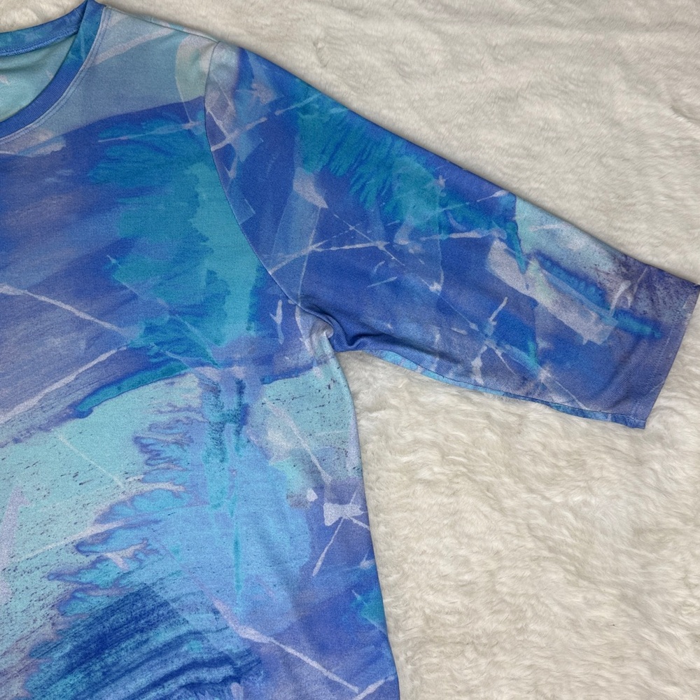 Soft Surroundings Tunic Top 3X Lilac Watercolor 3/4 Slv Comfy Stretch Cozy Artsy - Picture 10 of 15